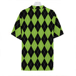 Black And Green Argyle Pattern Print Hawaiian Shirt