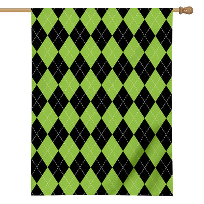 Black And Green Argyle Pattern Print House Flag