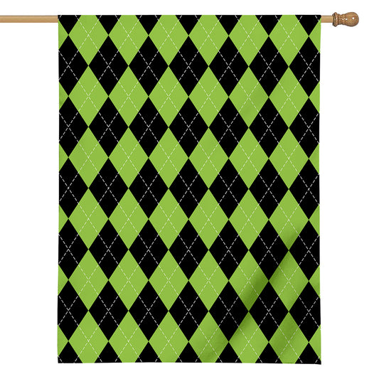 Black And Green Argyle Pattern Print House Flag