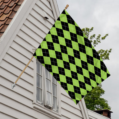 Black And Green Argyle Pattern Print House Flag