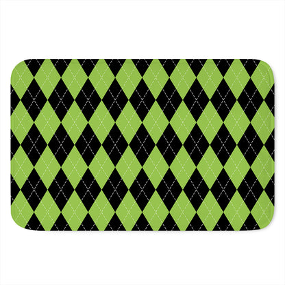 Black And Green Argyle Pattern Print Indoor Door Mat