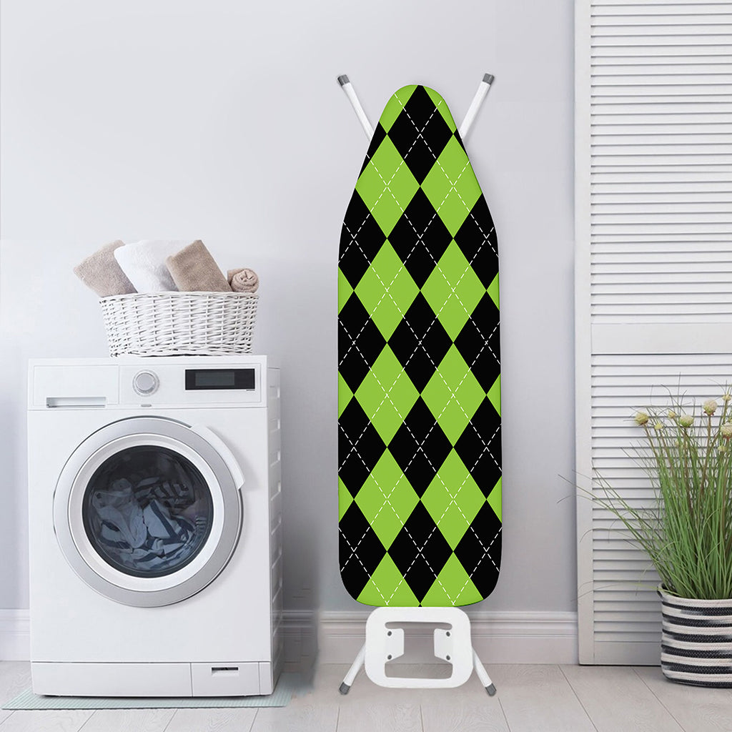 Black And Green Argyle Pattern Print Ironing Board Cover