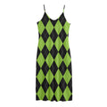 Black And Green Argyle Pattern Print Jersey Midi Cami Dress