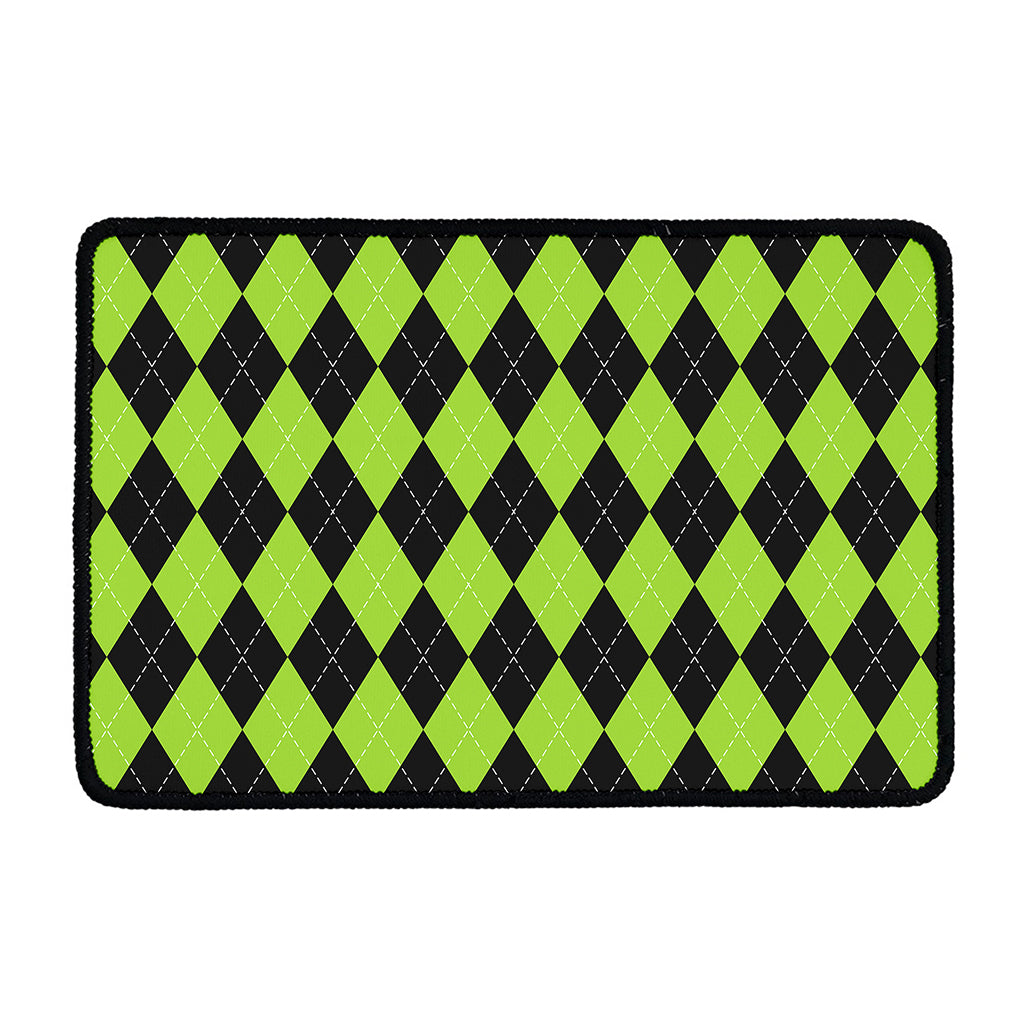 Black And Green Argyle Pattern Print Kitchen Mat