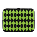 Black And Green Argyle Pattern Print Laptop Sleeve