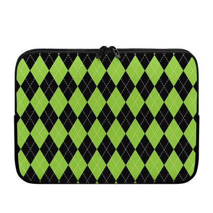Black And Green Argyle Pattern Print Laptop Sleeve