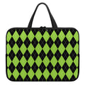Black And Green Argyle Pattern Print Laptop Sleeve With Handle