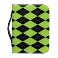 Black And Green Argyle Pattern Print Leather Bible Cover