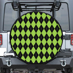 Black And Green Argyle Pattern Print Leather Spare Tire Cover