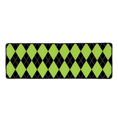 Black And Green Argyle Pattern Print Long Kitchen Mat
