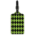 Black And Green Argyle Pattern Print Luggage Tag