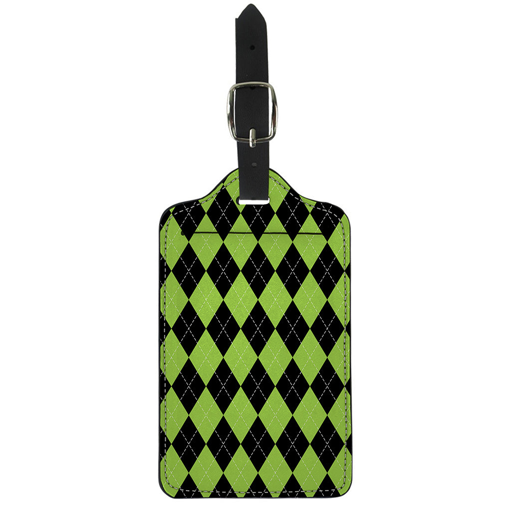 Black And Green Argyle Pattern Print Luggage Tag