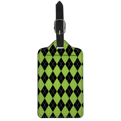 Black And Green Argyle Pattern Print Luggage Tag