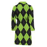 Black And Green Argyle Pattern Print Men's Bathrobe