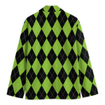 Black And Green Argyle Pattern Print Men's Blazer