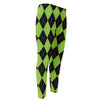 Black And Green Argyle Pattern Print Men's Compression Pants