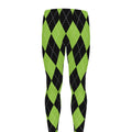 Black And Green Argyle Pattern Print Men's Leggings