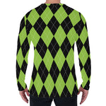 Black And Green Argyle Pattern Print Men's Long Sleeve T-Shirt