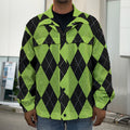 Black And Green Argyle Pattern Print Men's Shirt Jacket
