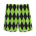 Black And Green Argyle Pattern Print Men's Athletic Shorts