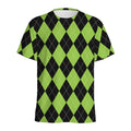 Black And Green Argyle Pattern Print Men's Athletic T-Shirt