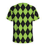 Black And Green Argyle Pattern Print Men's Sports T-Shirt