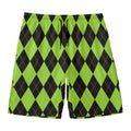 Black And Green Argyle Pattern Print Men's Swim Trunks