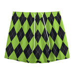 Black And Green Argyle Pattern Print Mesh Shorts