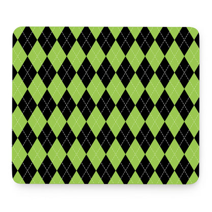 Black And Green Argyle Pattern Print Mouse Pad