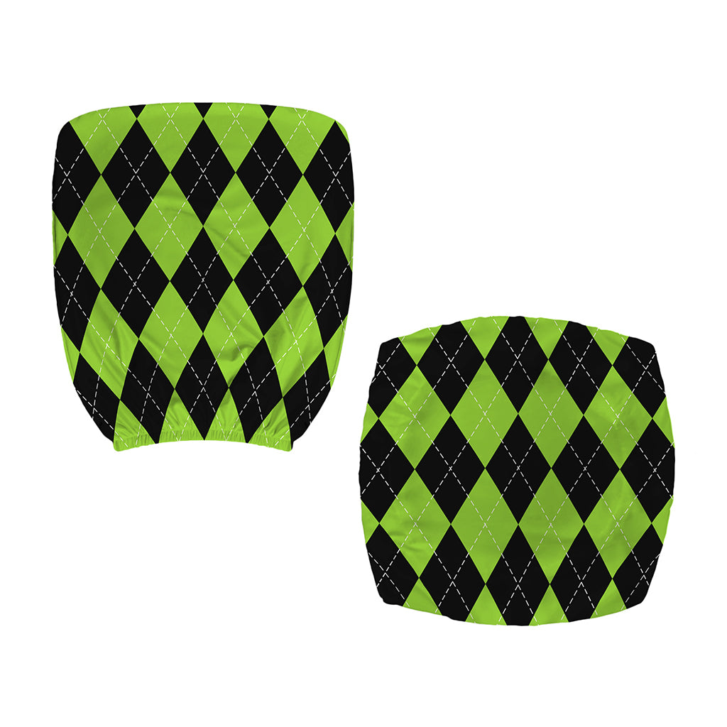 Black And Green Argyle Pattern Print Office Chair Cover