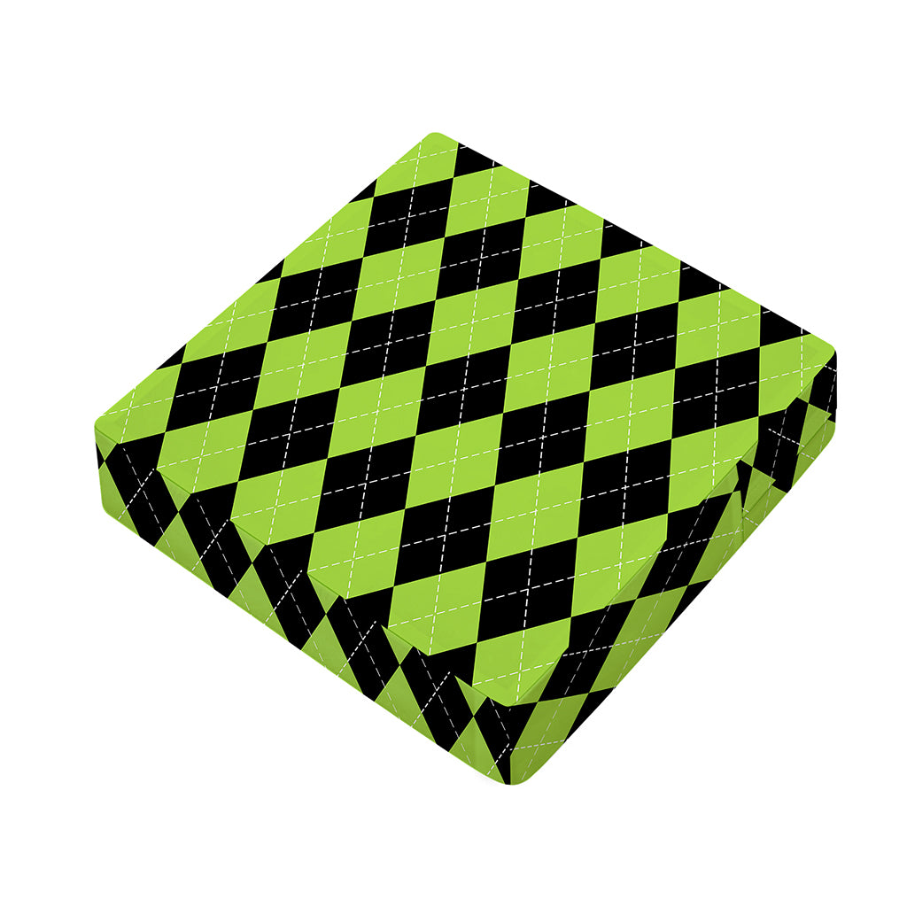 Black And Green Argyle Pattern Print Outdoor Seat Cushion Cover