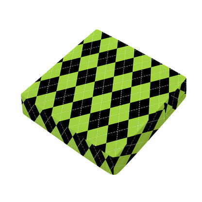 Black And Green Argyle Pattern Print Outdoor Seat Cushion Cover