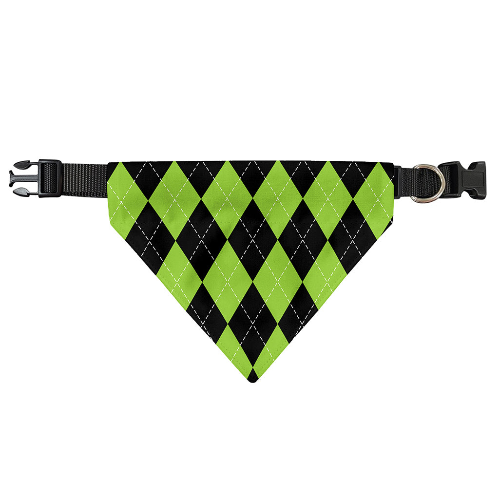 Black And Green Argyle Pattern Print Over The Collar Dog Bandana