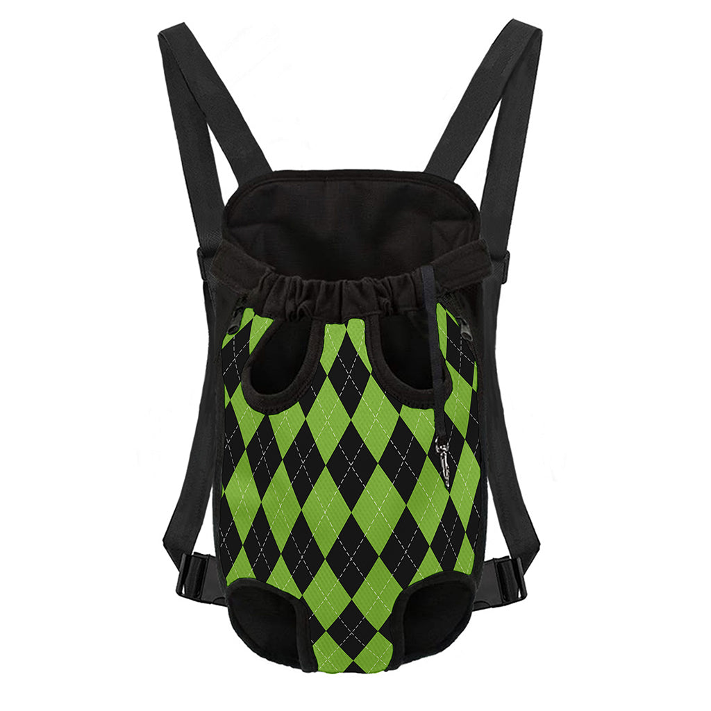 Black And Green Argyle Pattern Print Pet Carrier Backpack