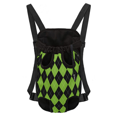 Black And Green Argyle Pattern Print Pet Carrier Backpack