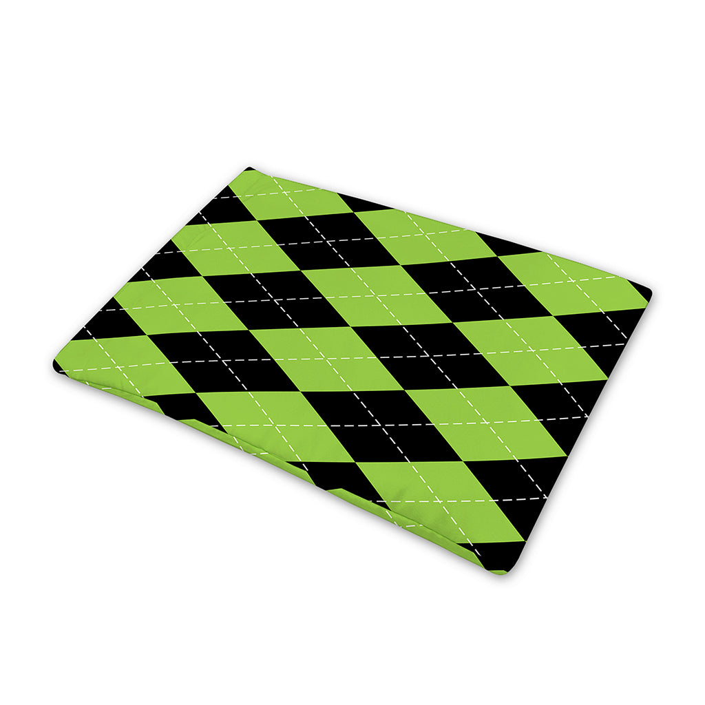 Black And Green Argyle Pattern Print Pet Cooling Mat Cover
