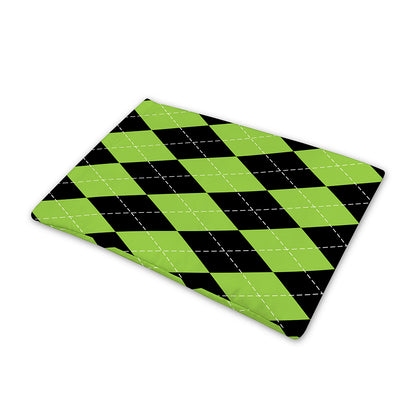 Black And Green Argyle Pattern Print Pet Cooling Mat Cover