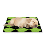 Black And Green Argyle Pattern Print Pet Cooling Mat Cover