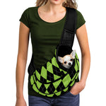 Black And Green Argyle Pattern Print Pet Sling Carrier