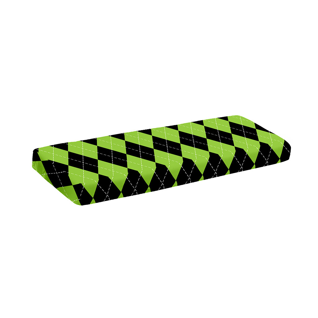 Black And Green Argyle Pattern Print Piano Keyboard Cover