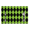 Black And Green Argyle Pattern Print Placemat