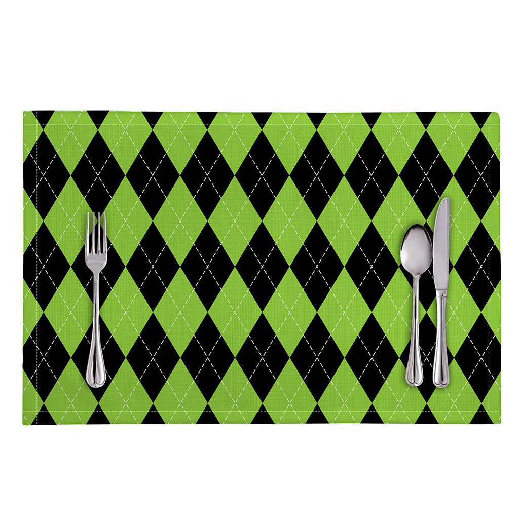 Black And Green Argyle Pattern Print Placemat