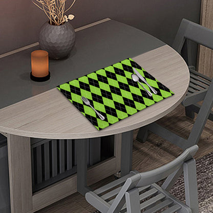 Black And Green Argyle Pattern Print Placemat