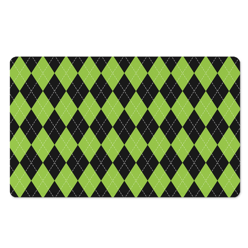 Black And Green Argyle Pattern Print Polyester Doormat