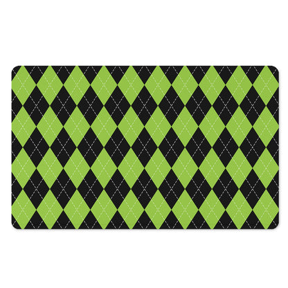 Black And Green Argyle Pattern Print Polyester Doormat