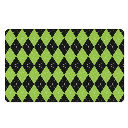 Black And Green Argyle Pattern Print Polyester Doormat