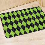 Black And Green Argyle Pattern Print Polyester Doormat