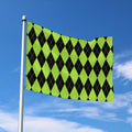 Black And Green Argyle Pattern Print Polyester Flag