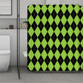 Black And Green Argyle Pattern Print Polyester Shower Curtain
