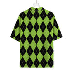 Black And Green Argyle Pattern Print Rayon Hawaiian Shirt